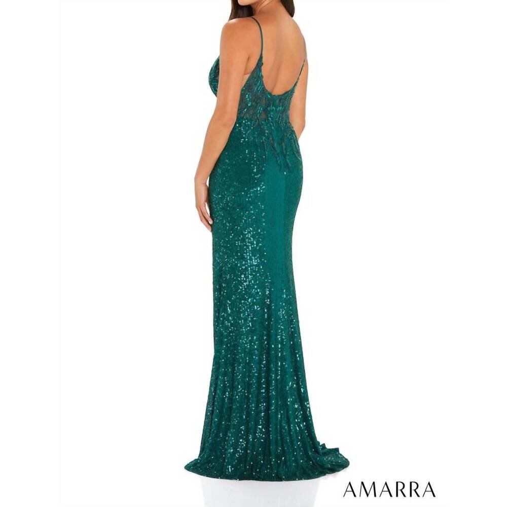 NEW AMARRA sequin fitted gown in emerald - Picture 3 of 3